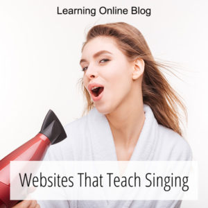 Woman singing into hair dryer - Websites That Teach Singing