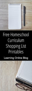 Free Homeschool Curriculum Shopping List Printables