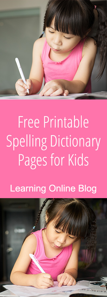 Free Printable Spelling Dictionary Pages for Kids