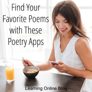 Woman looking at cell phone - Find Your Favorite Poems with These Poetry Apps