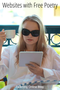 Woman reading tablet - Websites with Free Poetry
