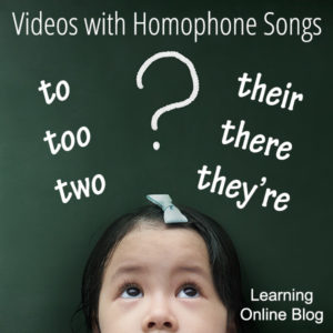Child looking up at question mark and homophones - Videos with Homophone Songs