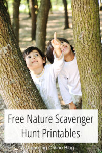 Boys looking at tree - Free Nature Scavenger Hunt Printables