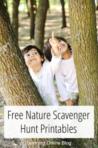 Boys looking at tree - Free Nature Scavenger Hunt Printables