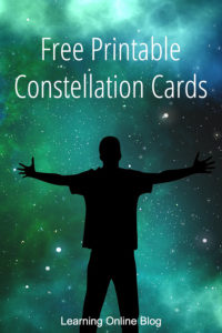 Man looking at night sky - Free Printable Constellation Cards