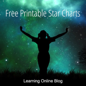 Girl looking at the stars - Free Printable Star Charts
