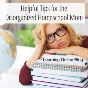 Woman with head on books - Helpful Tips for the Disorganized Homeschool Mom
