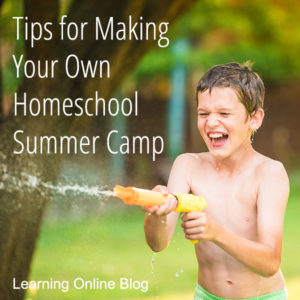 Boy squirting water gun - Tips for Making Your Own Homeschool Summer Camp