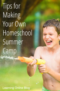 Boy squirting water gun - Tips for Making Your Own Homeschool Summer Camp