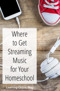 Cell phone, tennis shoe, headphones - Where to Get Streaming Music for Your Homeschool