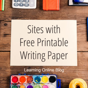 Table with paper, paints, journal, and calculator - Sites with Free Printable Writing Paper