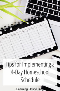Planner, notebook, and computer - Tips for Implementing a 4-Day Homeschool Schedule
