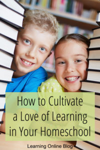 Smiling boy and girl in library - How to Cultivate a Love of Learning in Your Homeschool
