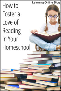Girl reading on pile of books - How to Foster a Love of Reading in Your Homeschool