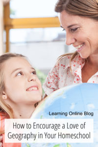 Smiling mom and daughter with globe - How to Encourage a Love of Geography in Your Homeschool
