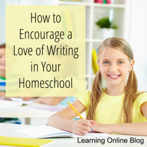 Smiling girl writing - How to Encourage a Love of Writing in Your Homeschool