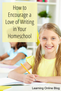 Smiling girl writing - How to Encourage a Love of Writing in Your Homeschool