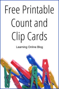 Different colored clothespins - Free Printable Count and Clip Cards