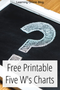 Question mark on chalkboard - Free Printable Five W's Charts