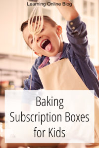Boy trying to lick batter of whisk - Baking Subscription Boxes for Kids