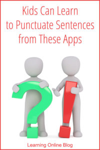 Two figures holding two punctuation marks - Kids Can Learn to Punctuate Sentences from These Apps