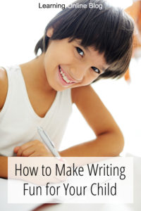 Smiling boy writing - How to Make Writing Fun for Your Child