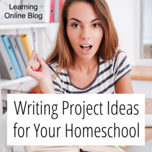Woman holding up pen - Writing Project Ideas for Your Homeschool