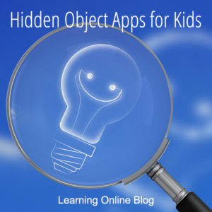 Magnifying glass over smiling lightbulb - Hidden Object Apps for Kids