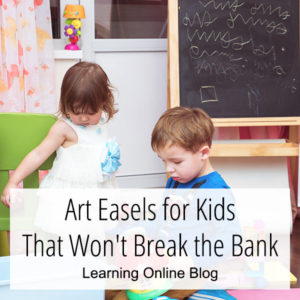 Children playing near easel - Art Easels for Kids That Won't Break the Bank