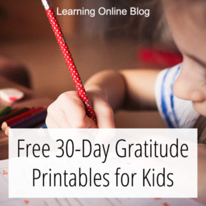 Girl writing - Free 30-Day Gratitude Printables for Kids