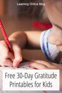 Girl writing - Free 30-Day Gratitude Printables for Kids