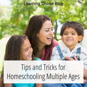 Mom hugging two children - Tips and Tricks for Homeschooling Multiple Ages