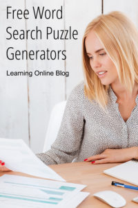 Woman looking at paper - Free Word Search Puzzle Generators