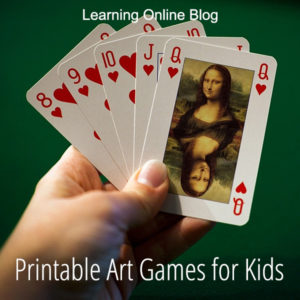 Cards with Mona Lisa - Printable Art Games for Kids