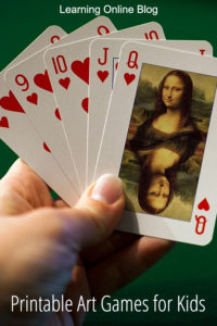 Cards with Mona Lisa - Printable Art Games for Kids