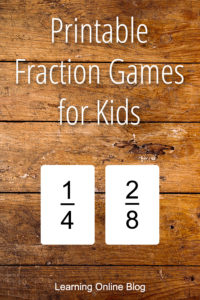 Fraction cards on a desk - Printable Fraction Games for Kids