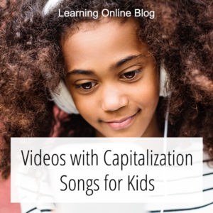 Girl looking at phone and listening - Videos with Capitalization Songs for Kids