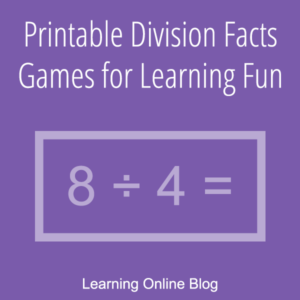 8 divided by 4 - Printable Division Facts Games for Learning Fun