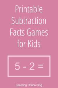 5 - 2 = - Printable Subtraction Facts Games for Kids