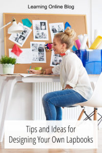 Woman working at a desk - Tips and Ideas for Designing Your Own Lapbooks