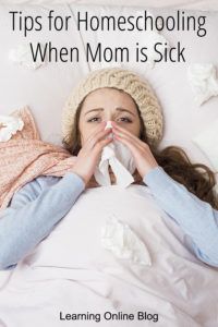Woman sick in bed - Tips for Homeschooling When Mom is Sick