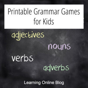 Words on chalkboard - Printable Grammar Games for Kids