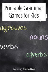 Words on chalkboard - Printable Grammar Games for Kids