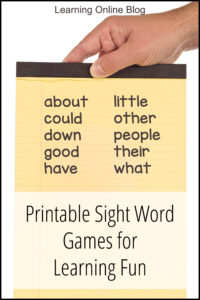 Hand holding notebook - Printable Sight Word Games for Learning Fun
