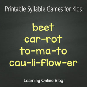 Chalkboard - Printable Syllable Games for Kids