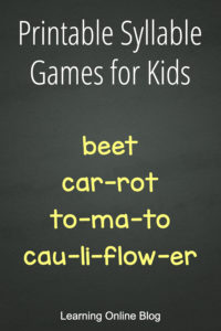 Chalkboard - Printable Syllable Games for Kids