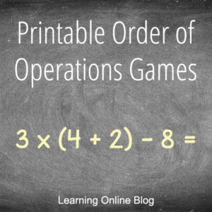 Equations - Printable Order of Operations Games
