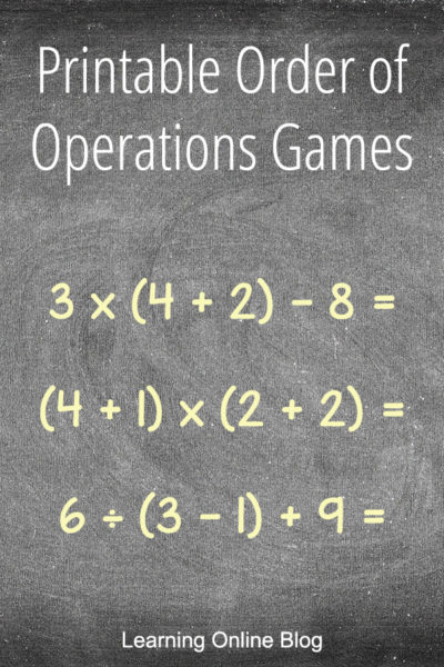 Printable Order of Operations Games