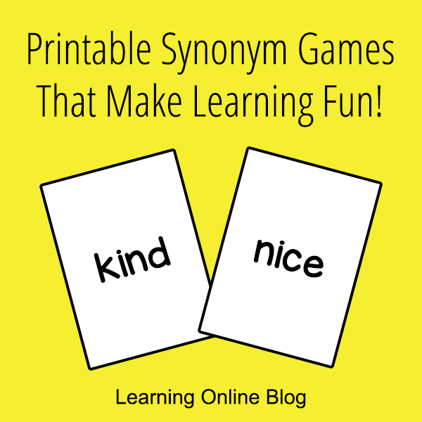 Printable game synonym matching 10 Best